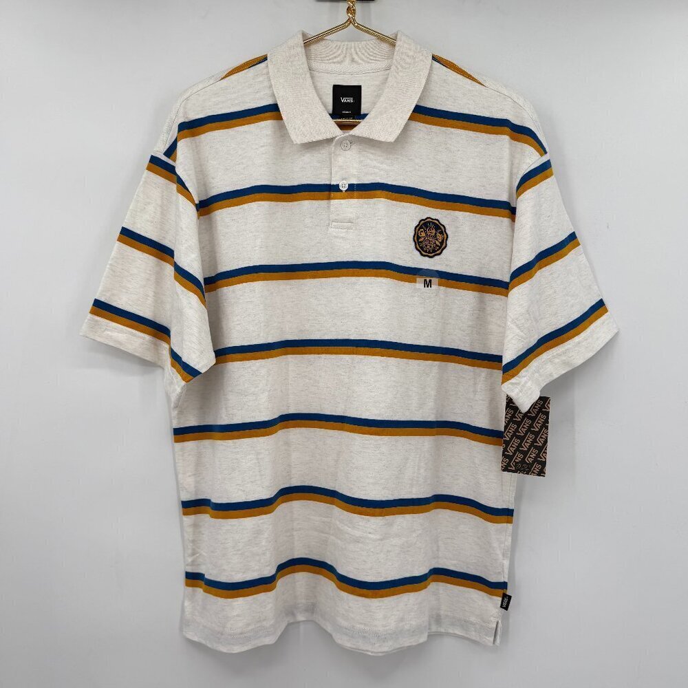 Vans Men’s Striped Polo Shirt Loose Fit Short Sleeve Size M NWT